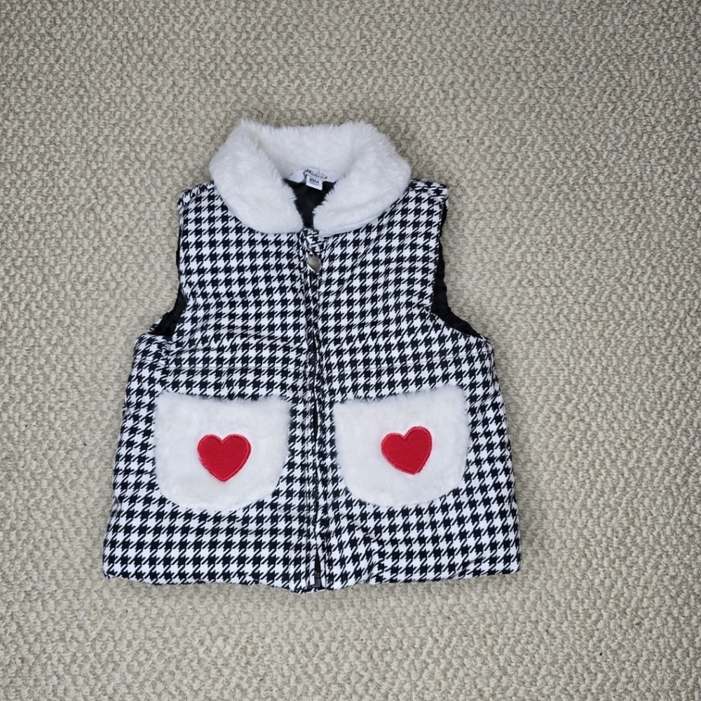 Kids Headquarters Black and White Vest with Red Heart Pockets 18 Mos.